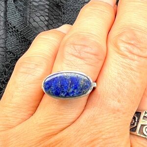 STERLING SILVER LAPIS LAZULI RING SIZE 5 1/2